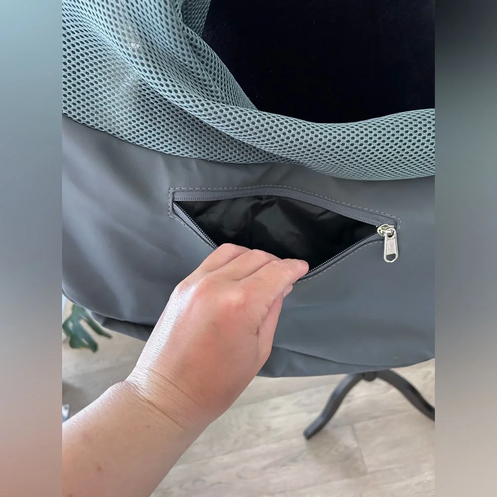 Gray Mesh Dog Sling Carrier - Hands-Free Pet Carrier